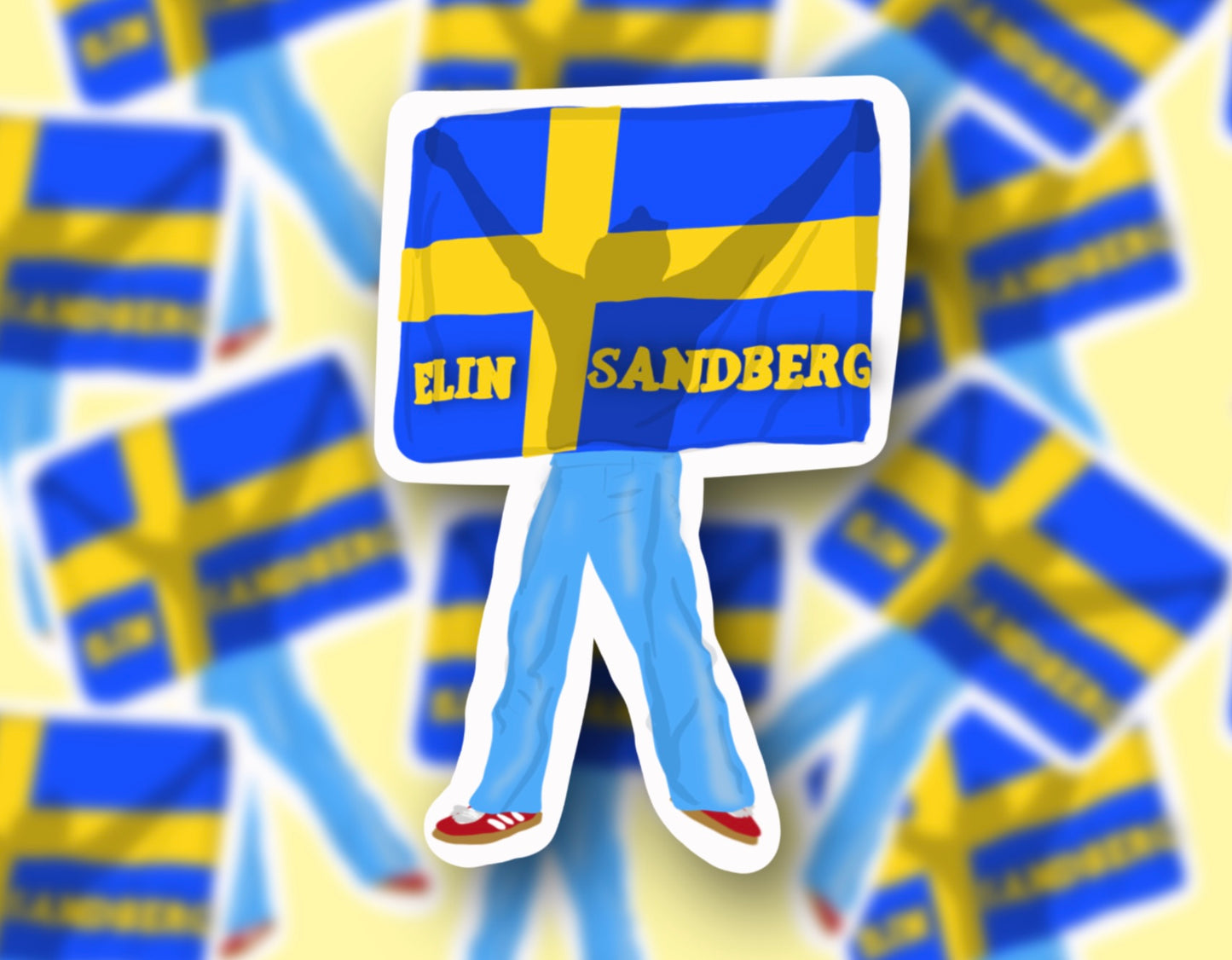 HSLOT22 ELIN SWEDEN FLAG GLOSSY VINYL STICKER