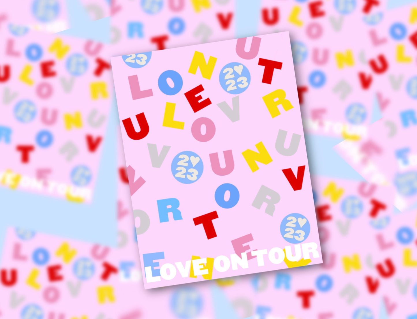 Love On Tour Pink Alphabet Soup Glossy Vinyl Sticker