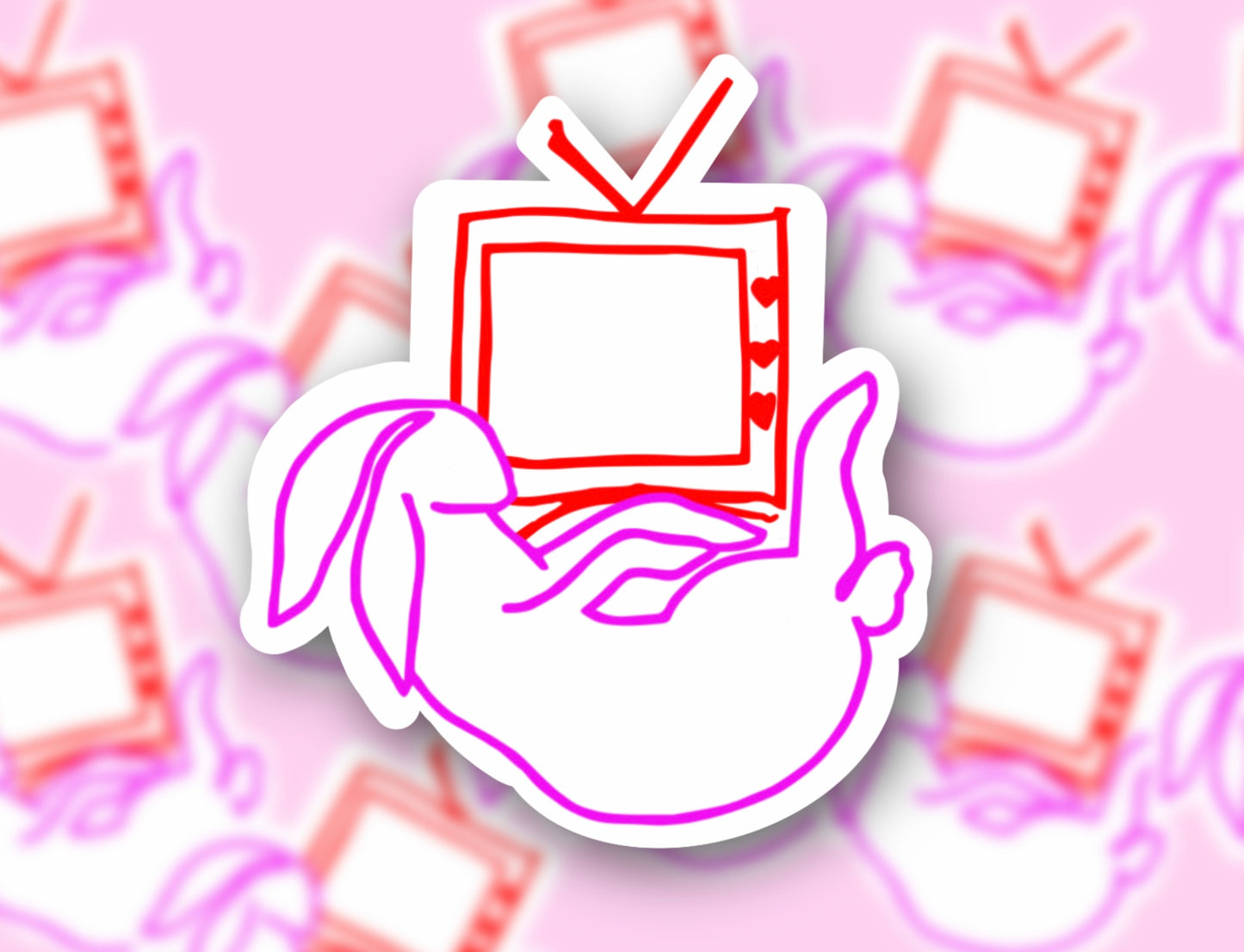Love on Tour TV Rabbit Merch Glossy Vinyl Sticker