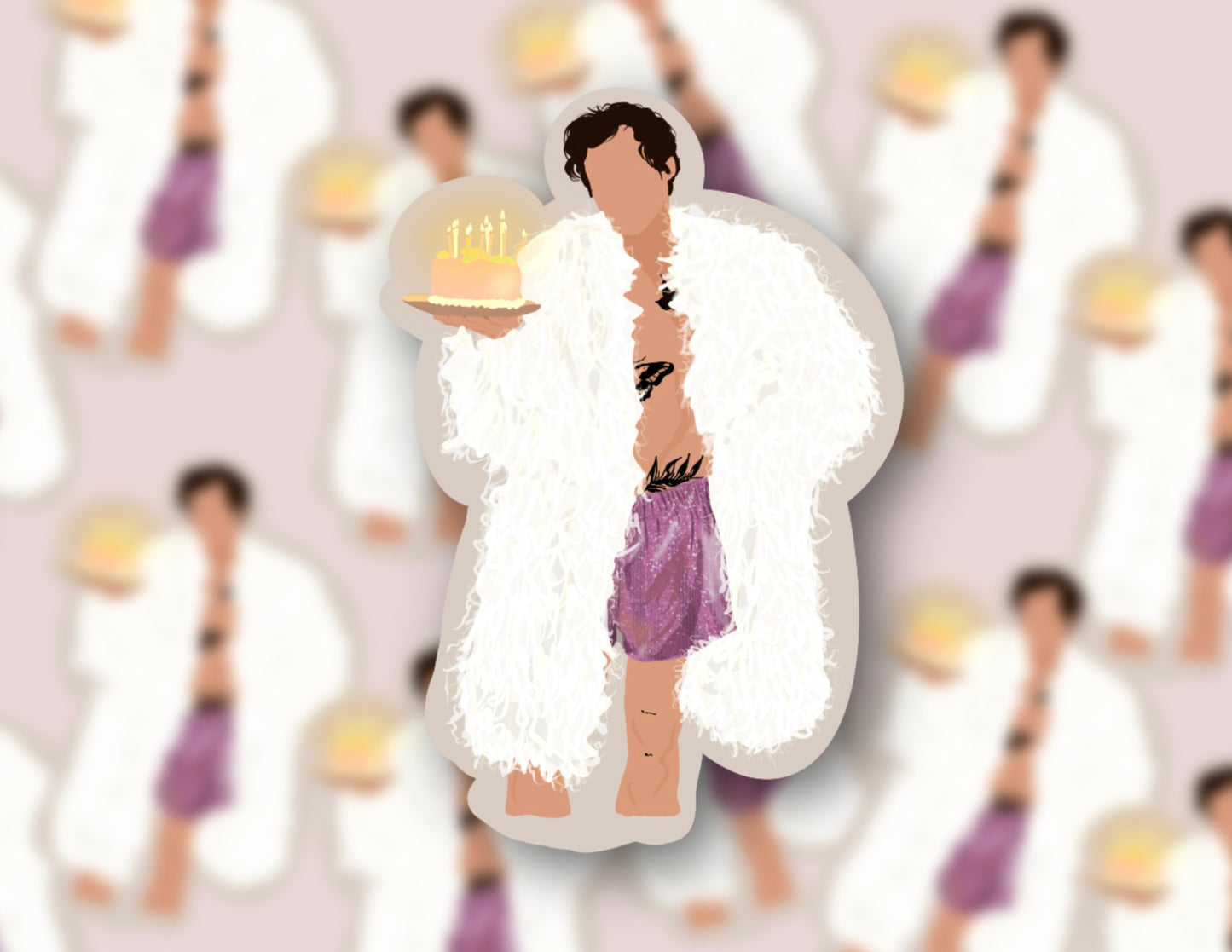 BIRTHDAY CAKE HARRY ROLLING STONE22 GLOSSY VINYL STICKER