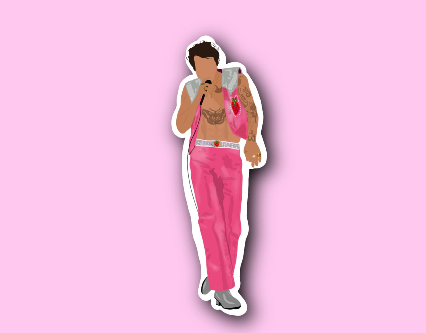 Harry Styles Music Festival Pink Outfit Sticker