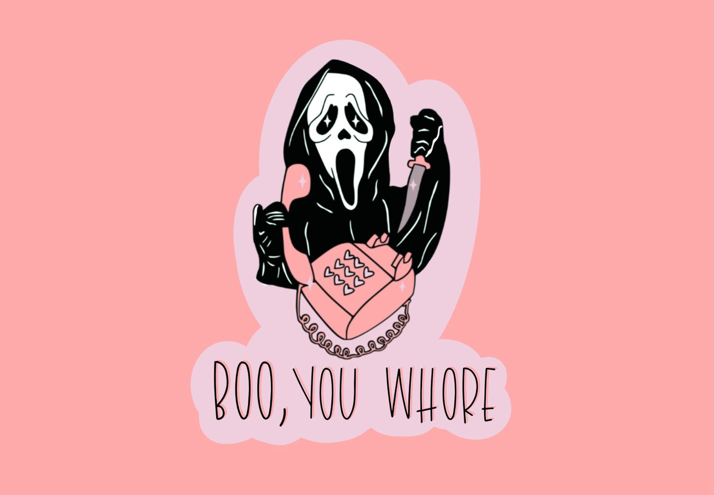 Wholesale Ghostface Boo You Whore Mean Girls Sticker for your store - Faire