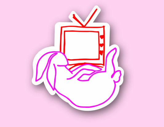 Love on Tour TV Rabbit Merch Glossy Vinyl Sticker