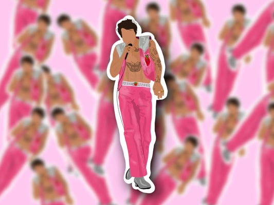 Harry Styles Music Festival Pink Outfit Sticker