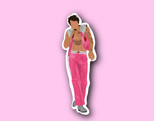 Harry Styles Music Festival Pink Outfit Sticker